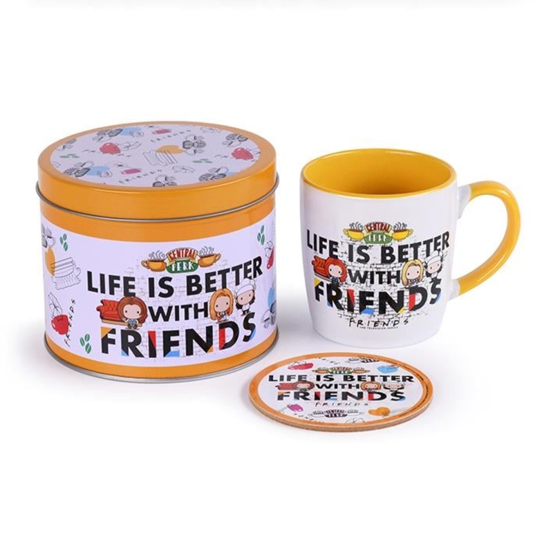 FRIENDS - Life is Better - Box mtal, mug 320ml & sous verre