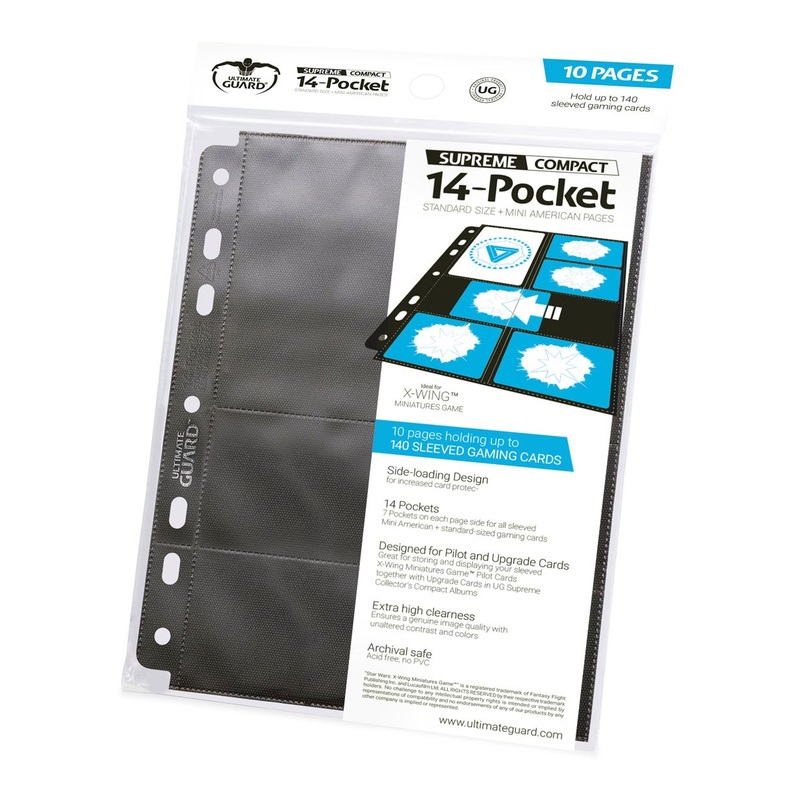 Ultimate Guard 14-Pocket Compact Pages Standard Size & Mini American Black (10)