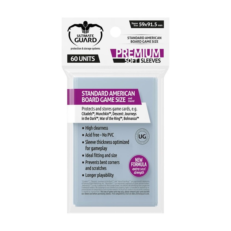 Ultimate Guard Premium Soft Sleeves for Board Game Cards Standard American (60)