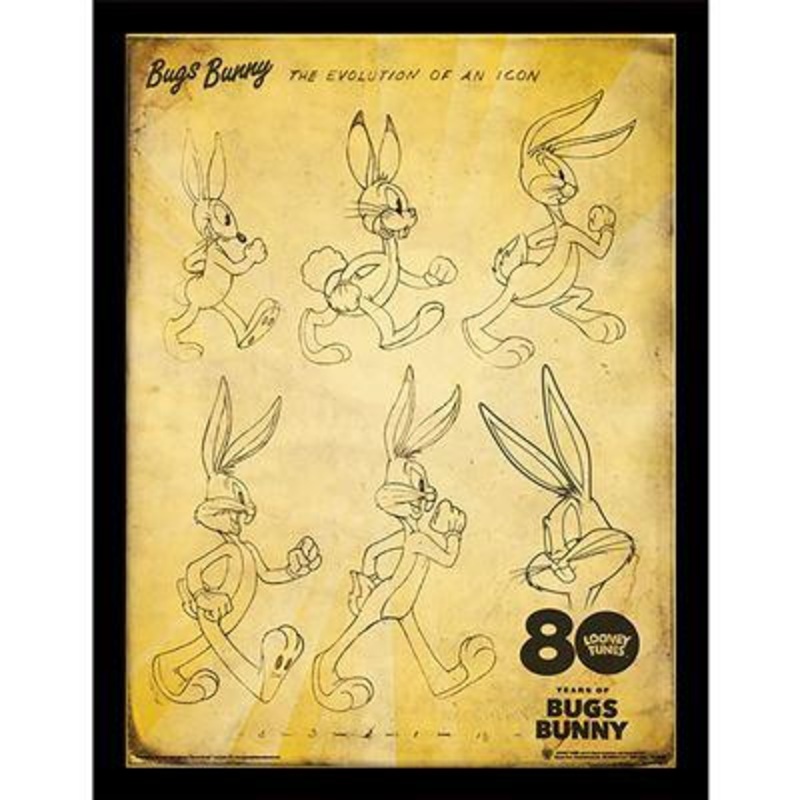 BUGS BUNNY - Evolution d'une Icone - Impression encadre 30x40cm
